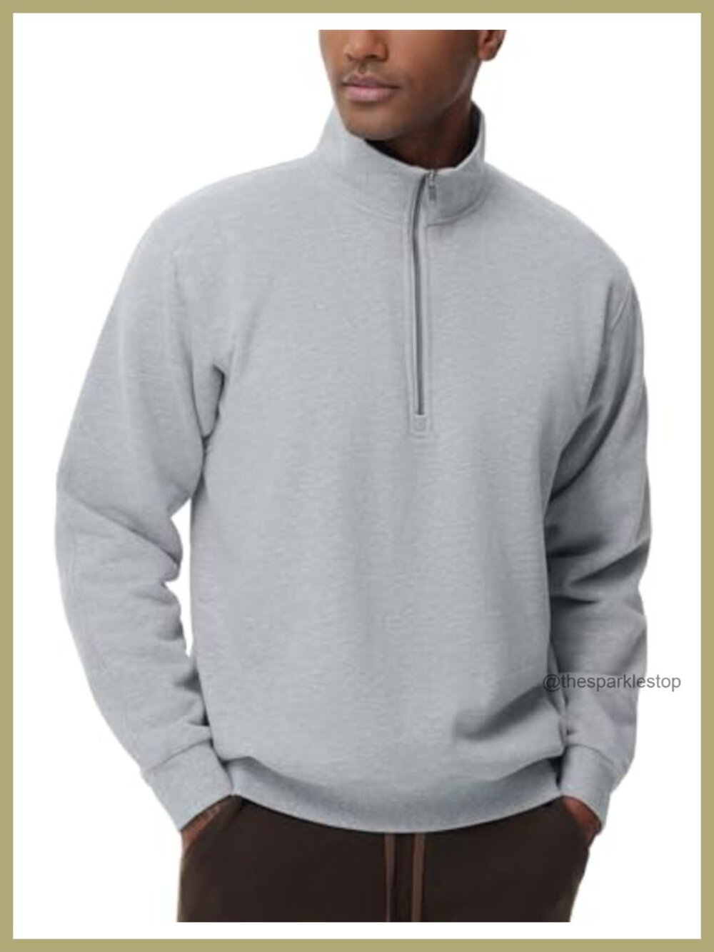 Men's Half Zip Fleece Sweatshirt Mock Neck Long Sleeve Pullover